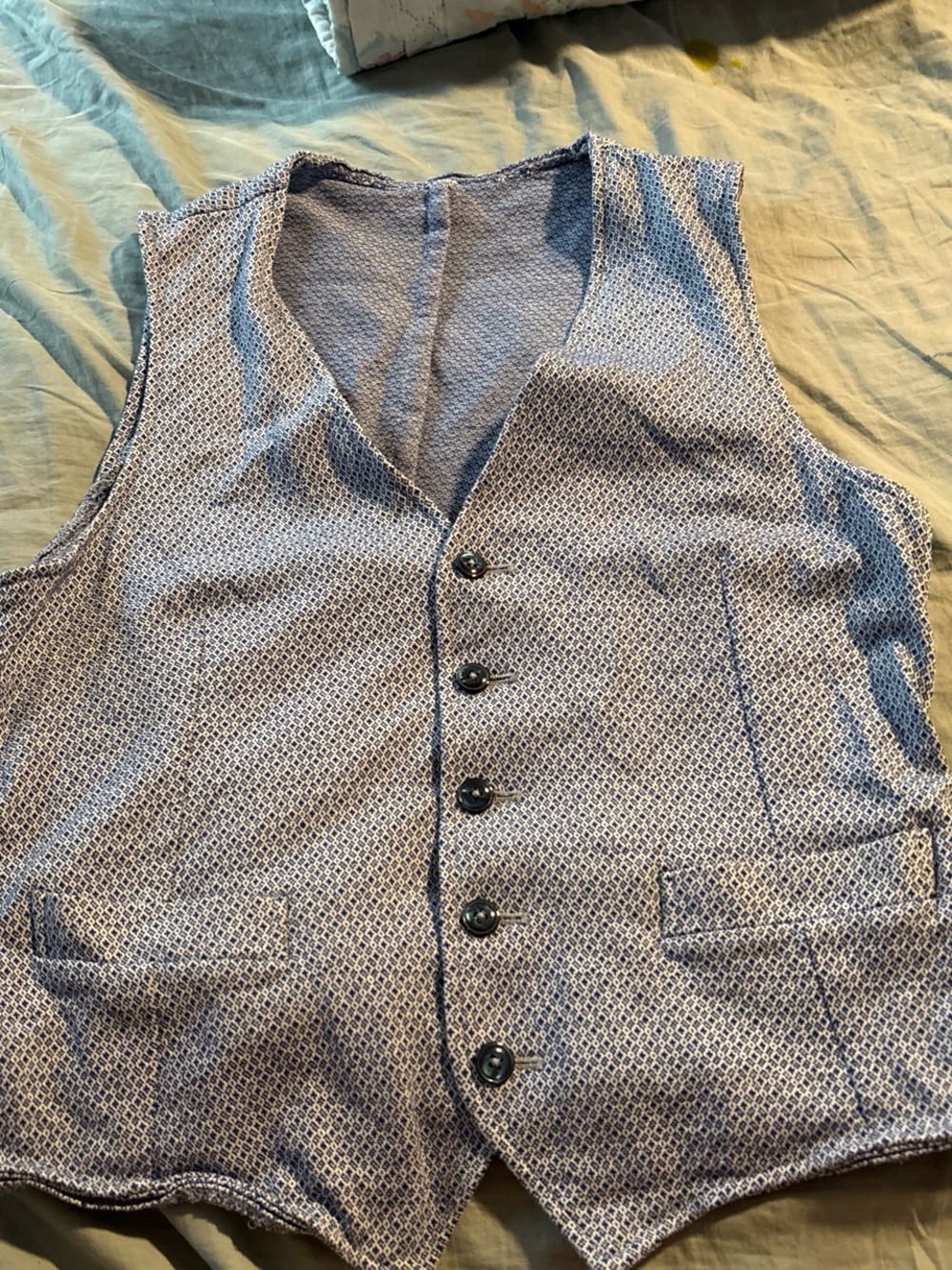 Authentic L.B.M 1911 Men's Blue Patterned Dress Vest